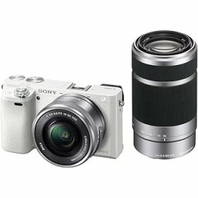 【中古】【39shop】SONY★ミラーレス一眼 α6000 ダブルズームレンズキット E PZ 16-50mm F3.5-5.6 OSS + E 55-210mm F4.5-6.3 OSS ホワイト ILCE-6000Y W（良い）