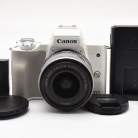 ★美品★ キヤノン Canon EOS Kiss M ボディ ホワイト + EF-M 15-45mm F3.5-6.3 充電器付き ARYM6620 #0