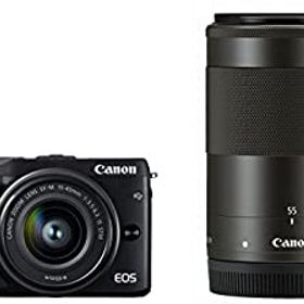 【中古】 Canon キャノン ミラーレス一眼カメラ EOS M3 ダブルズームキット (ブラック) EF-M15-45mm F3.5-6.3 IS STM EF-M55-200mm F4.5-6.3 IS STM 付属 EOSM3BK-WZ