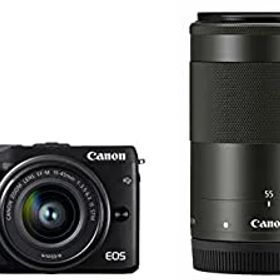 【中古】 Canon キャノン ミラーレス一眼カメラ EOS M3 ダブルズームキット (ブラック) EF-M15-45mm F3.5-6.3 IS STM EF-M55-200mm F4.5-6.3 IS STM 付属 EOSM3BK-WZ