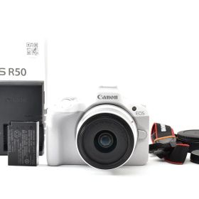 【返品保証】新品級｜Canon キヤノン EOS R50 ホワイト 18-45 レンズキット《ショット数：1000回以下》 #C260916-06