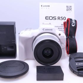 【1,000回以下 ほぼ新品】Canon EOS R50 標準ズームレンズキット(RF-S18-45) ホワイト ミラーレス一眼カメラ