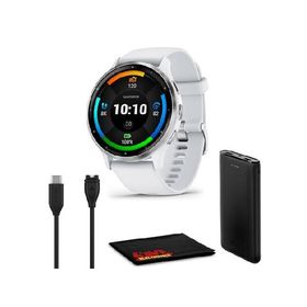 Garmin Venu 3 Advanced Fitness and Health Tracker GPS Smartwatch, 14 Days Battery Life with Silver Stainless Steel Bezel and 45mm Whitestone Case ＆ S