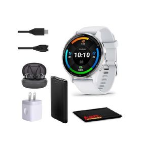 Garmin Venu 3 Advanced Fitness and Health Tracker Smart Watch with Silver Stainless Steel Bezel and 45 Mm Whitestone Case ＆ Silicone Band, 1.4 Inch A