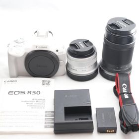 Canon ミラーレス一眼カメラ EOS R50 ダブルズームキット(RF-S18-45+RF-S55-210) ホワイト/APS-C/約376g EOSR50WH-WZK