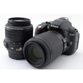 Nikon D5300 ダブルレンズセット ブラック 美品 ストラップ付 動作確認済み 1ヶ月保証付 スマホ転送 初心者向け