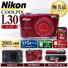 極美品 Nikon COOLPIX L30 レッド 動作品 SDカード付