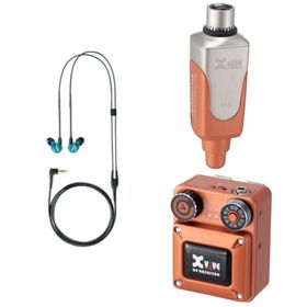 《限定カラー オレンジ登場》 イヤモニ XVIVE XV-U4 U4 オレンジインイヤーモニター デジタル ワイヤレス + SHURE SE215SPE-A (ブルー)
