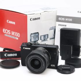 A (美品) Canon キヤノン EOS M100 EF-M15-45 IS STM レンズキット ブラック 初期不良返品対応 99-67