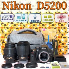 ニコン Nikon D5200★Wレンズ★美品★返品保証あり★一眼レフカメラ