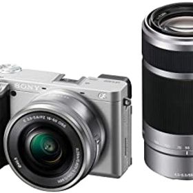 【中古】【39shop】ソニー★ミラーレス一眼 α6400 ダブルズームレンズキット SELP1650 F3.5-5.6+SEL55210 F4.5-6.3 SEL55210 シルバー ILCE-6400Y S【望遠レンズ付（良い）
