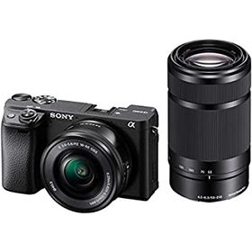 【中古】「ほぼ新品」ソニー SONY ミラーレス一眼 α6400 ダブルズームレンズキット SELP1650 F3.5-5.6+SEL55210 F4.5-6.3 SEL55210 ブラック ILCE-6400Y B