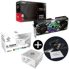 ASRock RX9070XT TC 16GO ブラック グラフィックボード + SL-1000GW ホワイト Steel Legend 電源ユニット (1000W) + ASRockオリジナルマウスパッド セット【KK9N0D18P】