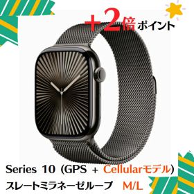 「+2倍ポイント・新品」Apple Watch Series 10 (GPS + Cellularモデル) - 46mmスレートチタニウムケースMWYW3J/A + スレートミラネーゼループ M/L 4549995501537