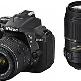 【中古】【39shop】Nikon★デジタル一眼レフカメラ D5300 ダブルズームキット ブラック 2400万画素 3.2型液晶 D5300WZBK（良い）