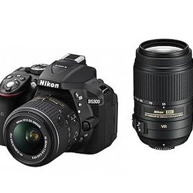 【中古】【39shop】Nikon★デジタル一眼レフカメラ D5300 ダブルズームキット ブラック 2400万画素 3.2型液晶 D5300WZBK（良い）
