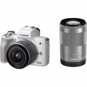 【中古】 キヤノン Canon EOS Kiss M ホワイト ダブルズームキット 当店保証30日間 人気 ミラーレス 一眼レフ 交換レンズ カメラ