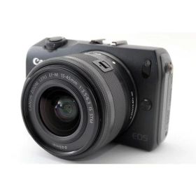 【中古】 キヤノン Canon EOS M レンズキット ブラック 美品 ストラップ付き 当店保証30日間 人気 ミラーレス 一眼レフ 交換レンズ カメラ