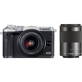 【中古】 キヤノン Canon EOS M6 ダブルズームキット シルバー EF-M15-45mm/EF-M55-200mm 付属 当店保証30日間 人気 ミラーレス 一眼レフ 交換レンズ カメラ