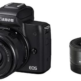 【中古】（新古品） Canon ミラーレス一眼カメラ EOS Kiss M ダブルレンズキット ブラック EOSKISSMBK-WLK