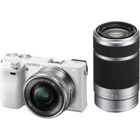 【中古】ソニー SONY ミラーレス一眼 α6000 ダブルズームレンズキット E PZ 16-50mm F3.5-5.6 OSS + E 55-210mm F4.5-6.3 OSS ホワイト ILCE-6000Y W当店保証30日間 人気モデル 高画質
