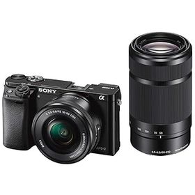 【中古】【39shop】SONY★ミラーレス一眼 α6000 ダブルズームレンズキット E PZ 16-50mm F3.5-5.6 OSS + E 55-210mm F4.5-6.3 OSS ブラック ILCE-6000Y B(非常に良い)