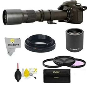 【中古】【39shop】Super★500mm1000mm f8 手動望遠レンズ Canon EOS 80D, 70D, 60Da, 50D, 40D, 30D, 1Ds, Mark III II, 7D, 6D, 5D, 5DS Rebel T6s, T6i, T6i, T5i（非常に良い）