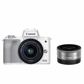 【中古】「非常に良い」Canon ミラーレス一眼カメラ EOS Kiss M2 ダブルレンズキット ホワイト KISSM2WH-WLK