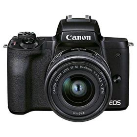 【中古】 Canon ミラーレス一眼カメラ EOS Kiss M2 標準ズームレンズキット ブラック KISSM2BK-1545