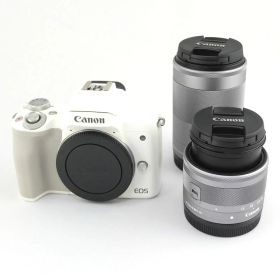 キャノン Canon EOS Kiss M2 ミラーレス一眼カメラ KISSM2WH-WZK ダブルズームキット ホワイト 【中古】