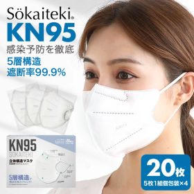 ＼10/5 23:59までの限定価格／ KN95マスク N95マスク N95同等 マスク 20枚 1箱 KN95 不織布マスク 立体マスク 不織布 立体 5層 3d 平ゴム 耳が痛くならない カラー 花粉対策 Sokaiteki N95マスク 米国N95同等規格 送料無料