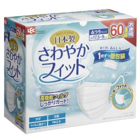 レックケミカル さわやかフィット 不織布マスク ふつう 個包装 60枚入 サワヤカフイツトマスクフツウ60マイ [サワヤカフイツトマスクフツウ60マイ]