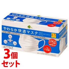 【当日発送】 《セット販売》 くらしリズム やわらか快適マスク ふつうサイズ (65枚)×3個セット マスク 防災 【送料無料】 【smtb-s】