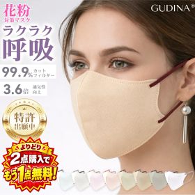 【よりどり2点買うと1点無料】マスク 不織布 立体 ヴェール マスク 3Dマスク veil 個包装 通気性 耳が痛くならない 立体マスク カラーマスク バイカラーマスク 肌に優しい 使い捨て 花粉対策 GUDINA 送料無料