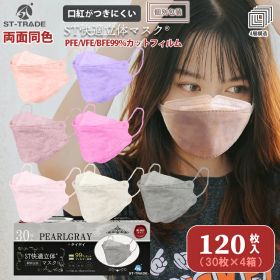 【ST-TRADE両面同色立体マスク120枚入り】ST快適立体マスク タイダイ風 4層フィルター構造（メルトブロー不織布2重）口紅がつきにくい 個別包装 大人マスク 使い捨てマスク マスク 不織布 使い捨て 大人用マスク 韓流マスク くちばし ダイヤモンド型 マスク