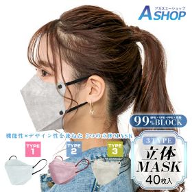 「9/30〜10/1全品CP」 【送料無料】マスク 不織布 40枚 立体マスク 小顔マスク 血色マスク バイカラーマスク 血色カラー 3Dマスク カラーマスク 大きいサイズ 耳痛くない 女性 男性 ウイルス対策 花粉 風邪 使い捨てマスク 4層構造 韓国