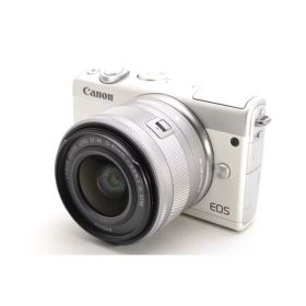【中古】【1ヶ月保証】 キヤノン Canon ミラーレス一眼 EOS M100 レンズキット ホワイト