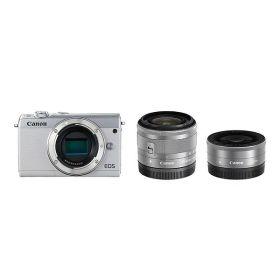 【中古】【1年保証】【美品】Canon EOS M100 ダブルレンズキット 15-45mm IS STM + 22mm F2 STM ホワイト