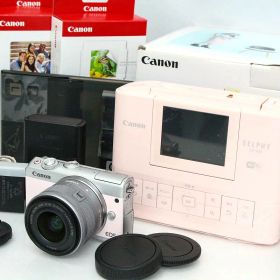 【中古】【並品】キヤノン EOS M100 リミテッドピンクフォトキット CA01-R5658-2E5 Canon EF-Mマウント APS-C 標準ズーム 手ブレ補正 レンズ付き セット 中古
