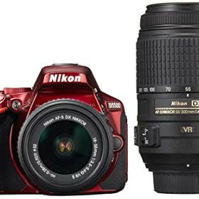 【中古】Nikon デジタル一眼レフカメラ D5500 ダブルズームキット レッド 2416万画素 3.2型液晶 タッチパネル D5500WZRD