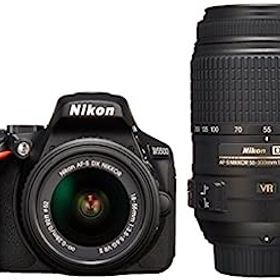 【中古】（非常に良い）Nikon デジタル一眼レフカメラ D5500 ダブルズームキット ブラック 2416万画素 3.2型液晶 タッチパネルD5500WZBK