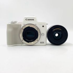 【全額返金保証】【最速発送】Canon デジタル一眼 EOS Kiss M2 ダブルズームキット ホワイト 動作確認済