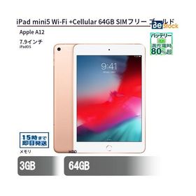 中古 タブレット iPad mini5 Wi-Fi +Cellular 64GB SIMフリー ゴールド 本体 7.9インチ iPadOS Apple アップル 6ヶ月保証