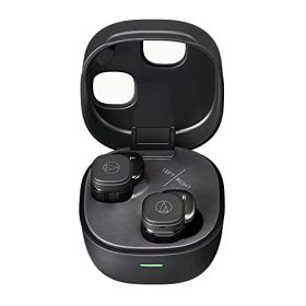 オーディオテクニカ ATH-SQ1TW2 BK ワイヤレスイヤホン bluetooth/小型 軽量 / 最大20時間再生 / 低遅延/外音取込み/マルチポイント/マルチペアリング/防水 IPX5 / ワイヤレス充電 / 国内正規品 ブラック ATH-S