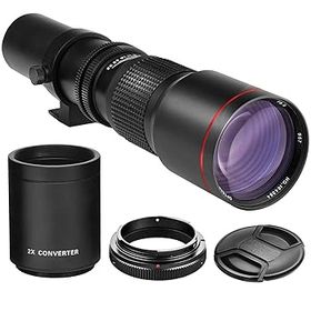 【中古】【39shop】ハイパワー500mm1000mm★F8手動望遠レンズ、ブラック。CanonデジタルEOS Rebel T1i、T2i、T3、T3i、T4i、T5、T5i、T6i、T6s、SL1、EOS60D、EOS70D（非常に良い）