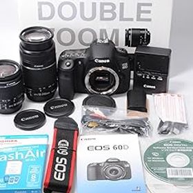 【中古】【39shop】Canon★デジタル一眼レフカメラ EOS 60D ダブルズームキット EF-S18-55mm/EF-S55-250mm EOS60D-WKIT（良い）