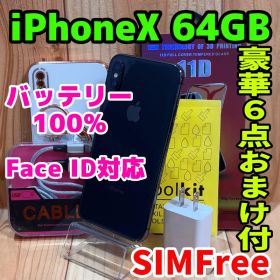 SIMフリー 本体 iPhone X 64 GB グレイ 730 電池新品