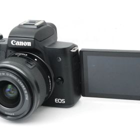 ★クールブラック♪高性能ミラーレス！スマホ転送OK☆キヤノン EOS Kiss M レンズキット★