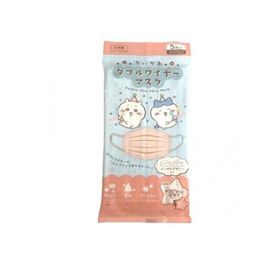 ちいかわダブルワイヤーマスク ふつうサイズ フラワー 5枚入 (アプリコットピンク×ピンクひも) (1個)