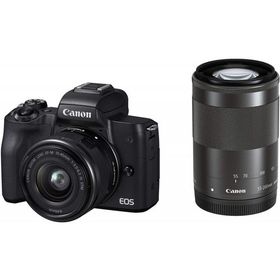 Canon EOS Kiss M ダブルズームキット ブラック 良品 動作確認済み 1ヶ月保証付 小型軽量 ミラーレス